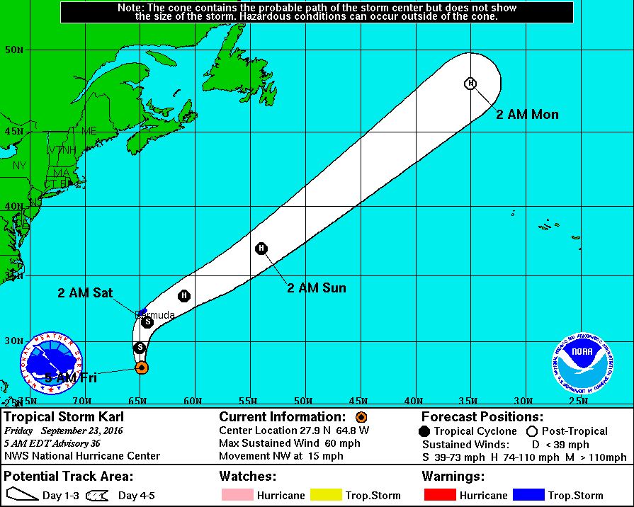 Tropical Storm Karl Expected to Pass Bermuda Saturday
