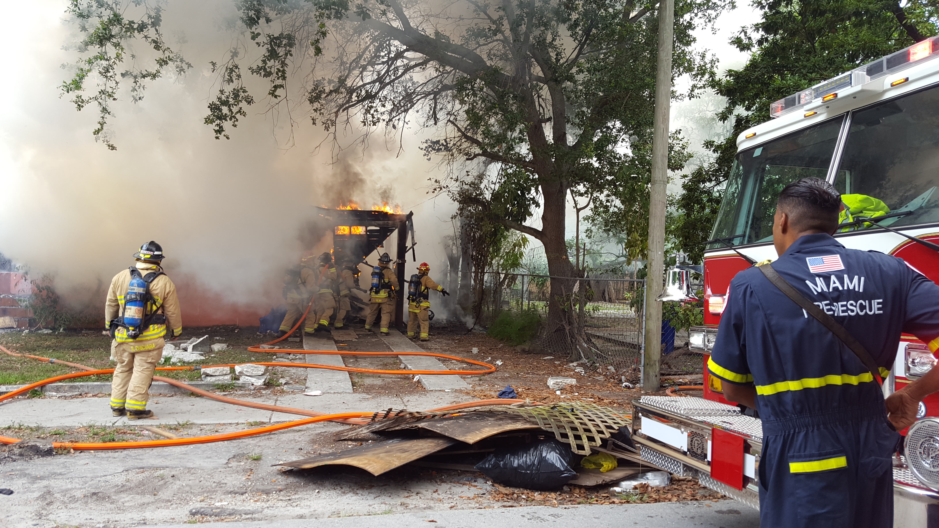 Fire Rescue Extinguishes House Fire in Miami