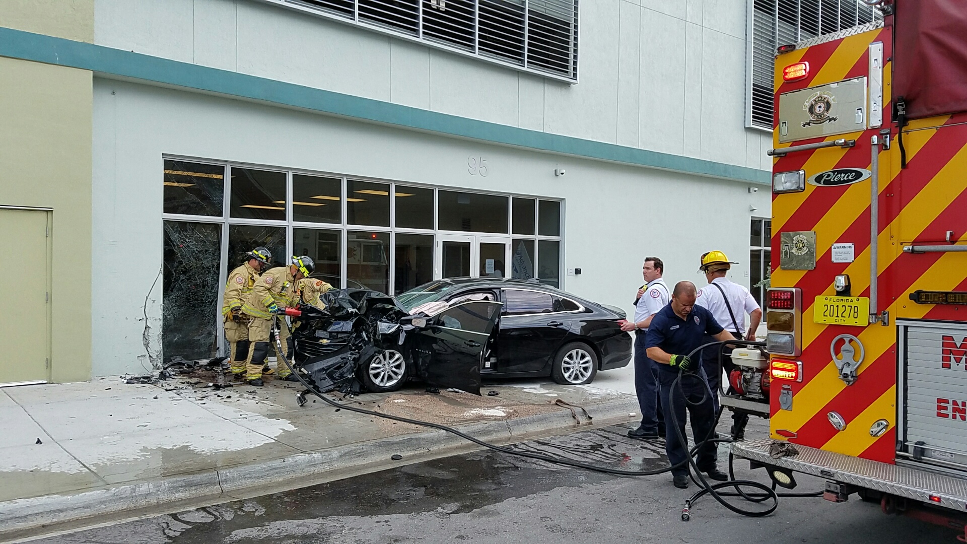 Driver Rushed to Hospital After Crashing Into Wynwood School