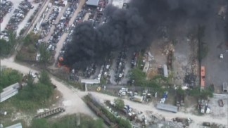 RAW VIDEO: Junkyard Fire in Opa-locka
