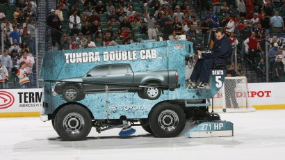 SUNRISE, FL -NOVEMBER 8: A Zamboni ice resurfacing vehicle cleans the ice between periods of the game between the New York Rangers and the Florida Panthers on November 8, 2006 at Bank Atlantic Center SUNRISE, FL -NOVEMBER 8: A Zamboni ice resurfacing vehicle cleans the ice between periods of the game between the New York Rangers and the Florida Panthers on November 8, 2006 at Bank Atlantic Center