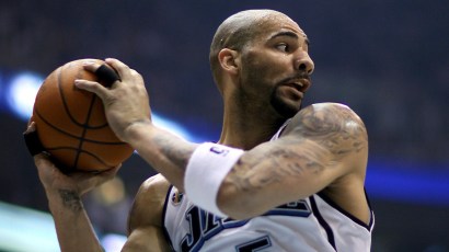 SALT LAKE CITY - APRIL 25:  Carlos Boozer #5 of the Utah Jazz comes down with a rebound in Game Four of the Western Conference Quarterfinals against the Los Angeles Lakers during the 2009 NBA Playoffs