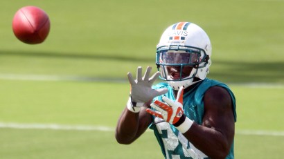 DAVIE, FL - MAY 02:  Rookie cornerback Vontae Davis #24 of the Miami Dolphins catches a ball during mini camp on May 2, 2009 at the Miami Dolphins Training facility in Davie, Florida.  (Photo by Marc 