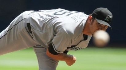 osh Johnson #55 of the Florida Marlins delivers the ball against the Milwaukee Brewers on May 14, 2009 at Miller Park in Milwaukee, Wisconsin. The Brewers defeated the Marlins 5-3. (Photo by Jonathan 