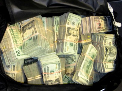 Agents found most of the money inside this duffle bag.