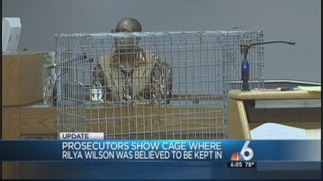 Prosecutors showed a cage where they believe foster child Rilya Wilson was kept in court on Wednesday. Her onetime caretaker, Geralyn Graham, is on trial for first-degree murder, kidnapping and child abuse.