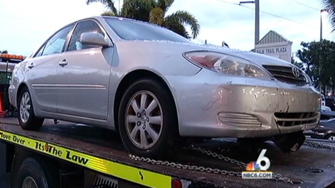 A car crashed into a United Parcel Service of America store in Deerfield Beach Friday, but no one was injured. NBC 6's Justin Finch talks to Gerardo Davila, who witnessed the crash. 