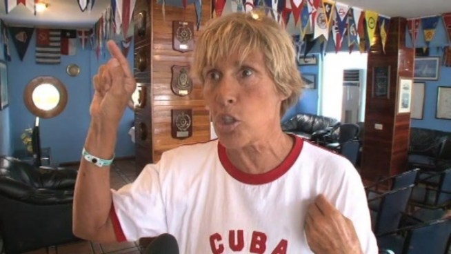 Diana Nyad says she's ready again to try swimming from Cuba to Florida. The 62-year-old marathon swimmer tweeted Thursday that she was aiming to begin another crossing of the Florida Straits on Sunday morning.