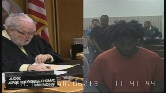 The man who police say was naked and choking a pet Rottweiler when he was shot by a homeowner in Miami is being held without bond following his first appearance in court. Jeffrey Delice, 20, was denied bond during a brief appearance before Miami-Dade Circuit Judge Jorge Rodriguez-Chomat on Sunday. His next court appearance was set for Jan. 27.