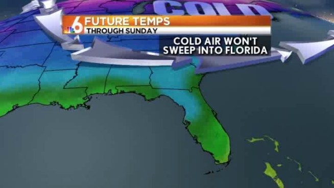 Cooler air sliding into South Florida just in time to wrap-up the work week.