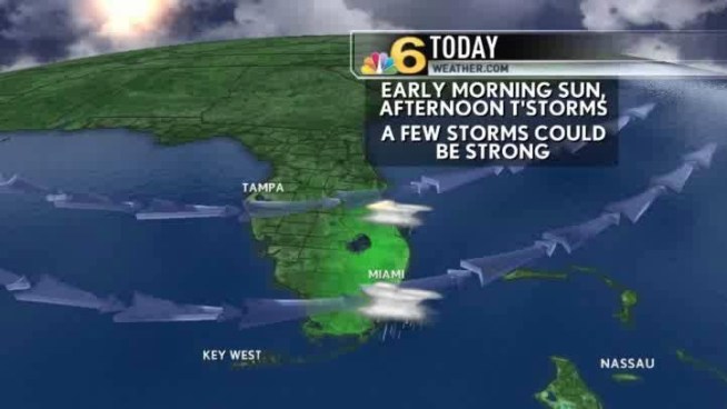 Mostly sunny skies rule in the morning before storms return this afternoon...