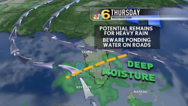 Wednesday will bring periodic showers, at times heavy, to all of south Florida.  Meteorologist Shiri Spear has the local forecast.