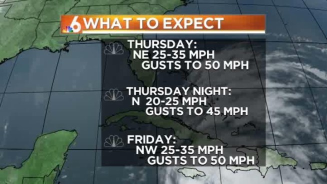 A Tropical Storm Watch is in effect for the threat of some strong winds Thursday and Friday...Ryan Phillips has your forecast.
