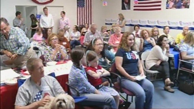 South Florida supporters of Mitt Romney and Marco Rubio gather to watch their speeches from the Republican National Convention in Tampa.