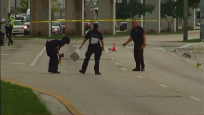 The shooting happened just before 5 a.m. outside the Spotlight Cabaret on East 25th Street near 8th Avenue. Hialeah Police spokesman Eddie Rodriguez said an officer who arrived on the scene fired at someone because he feared for his safety.