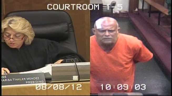 A worker for the City of Miami Beach is behind bars after he attacked his coworker with a machete, nearly severing the man's arm, police said. Guillermo Baez del Castillo, 63, was arrested Tuesday after an altercation with coworker Marcos Fojon, 59, nearly turned fatal, according to a Miami Beach Police arrest report. Miami-Dade Circuit Judge Marisa Tinkler Mendez found probable cause of attempted first-degree murder with a deadly weapon and ordered Baez del Castillo held without bond. The judge said she would give him time to find an attorney.