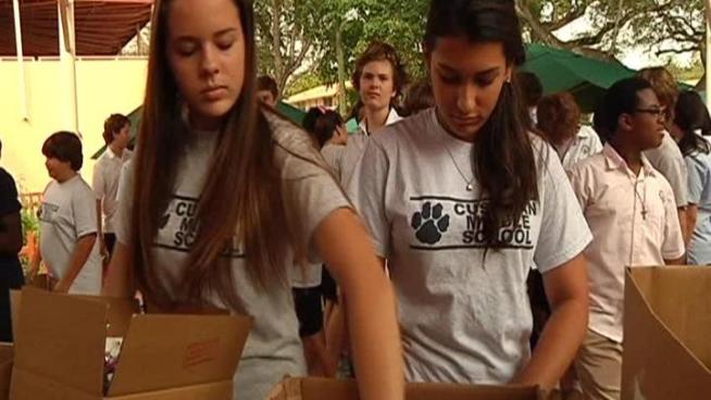 About 100 boxes were filled with snacks, sweets and a few essentials.