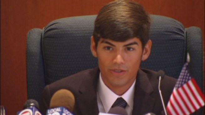 The lifeguard fired for leaving his designated zone while rescuing a drowning man received thanks from the victim and was given the key to the city of Hallandale Beach by the mayor Monday. 19-year-old Maksim Samartsev said the lifeguard saved his life.