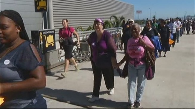 Flight attendants with Spirit Airlines will be holding picket lines at Fort Lauderdale-Hollywood International Airport for the first half of the week as part of a nationwide protest over their contract with the low-cost carrier. Jason Meyer, with the Association of Flight Attendents, spoke with NBC 6 South Florida about the protest.