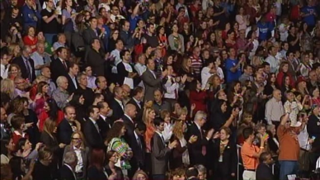 Sen. Marco Rubio was one of the introductory speakers before Republican presidential nominee Mitt Romney took the stage at the University of Miami Wednesday. Romney supporters Martha Andrew and Ralph Grio talked about the event.