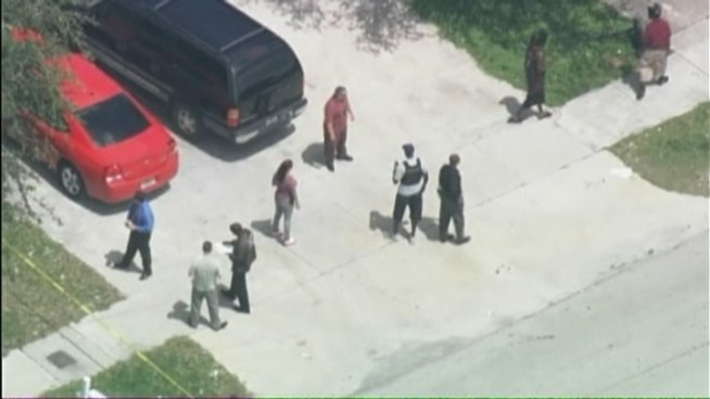 Miami-Dade Police said the shooting happened outside the Friends Meat Market on the 6600 block of Northwest 22nd Avenue. Witness Sherell Williams described what she saw, and Viviam Armstrong, whose son was fired upon, recounted what he said.