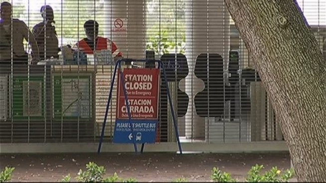 The worker was struck while working on the platform at the Earlington Heights station Monday morning, officials said. Karla Damian of Miami-Dade Transit, Aida Fina-Milian of Miami-Dade Police, and passengers Mimi Greggs and Joss Gibson spoke about the incident.