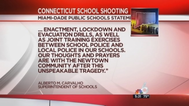 The school superintendents in Miami-Dade and Broward counties, Alberto Carvalho and Robert Runcie, both addressed the shooting that took place Friday at a Newtown, Connecticut elementary school.