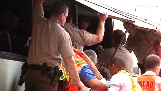 A day of prayer turned tragic Saturday when a bus carrying a group of Jehovah s Witnesses rammed into an overpass at Miami International Airport, leaving two people dead and at least three others critically injured, officials said. NBC 6 speaks to Mayling Hernandez, with Miami Bus Service, and Miami-Dade police spokeswoman Lt. Rosanna Cordero-Stutz.
