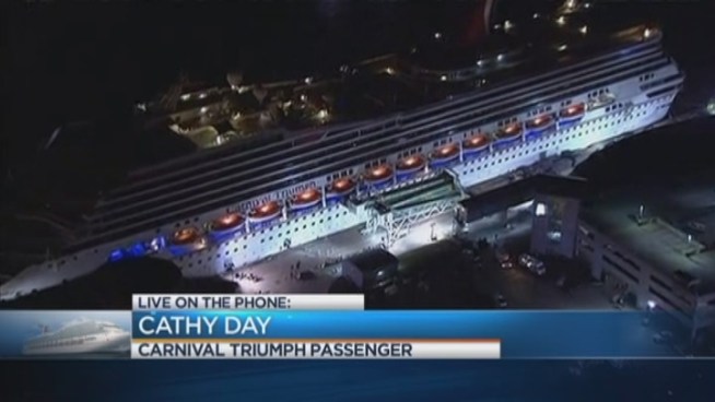 Triumph passenger Cathy Day spoke to NBC 6 while she still was aboard the ship Thursday night. She spoke to NBC's Jackie Nespral and Adam Kuperstein.