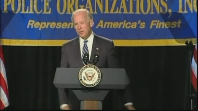 Joe Biden spoke at the annual convention of the National Association of Police Organizations in Florida on Monday. His 18-minute speech focused mainly on the victims of the Colorado movie massacre.