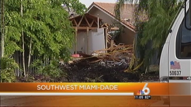 County crews were cleaning debris from neighborhood homes after a southwest Miami-Dade home exploded because of a hydroponics lab inside, authorities said.