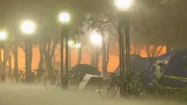 Members of Occupy Miami stayed downtown Saturday night, despite the rainy weather, as they waited for their voices to be heard.