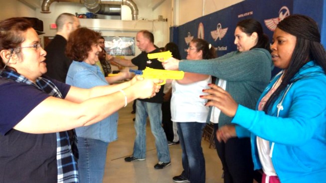 A group of South Florida teachers learned how to disarm a gunman using fake guns as props, in a first-ever, free classroom defense course at Technon Tactical Academy in Hollywood on Sunday. NBC 6 reporter Betty Yu interviews the instructor, Joe Gehr, as well as teachers Krista Vaicaitis, Kim Winfree and Kaynell Green.
