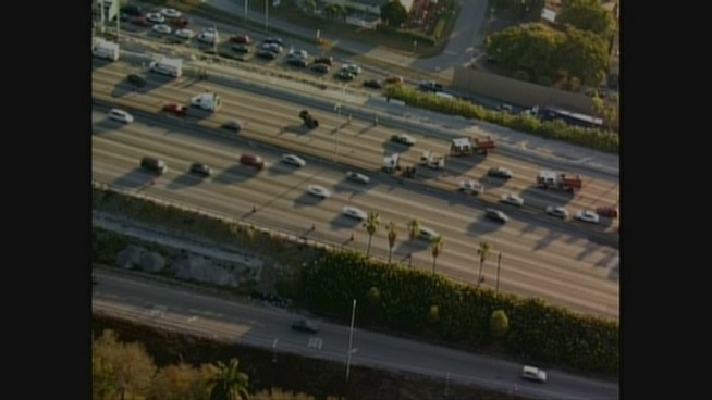 Two people were taken to a hospital Wednesday after a collision on Interstate 95 that left one vehicle overturned just north of the Hollywood Boulevard exit, according to the Florida Highway Patrol.