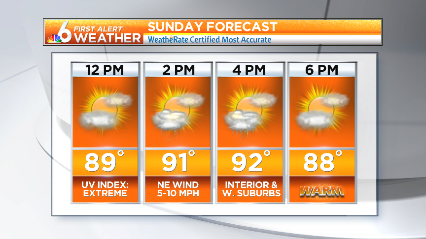 Sunday Forecast: Warm, with Scattered Afternoon Storms