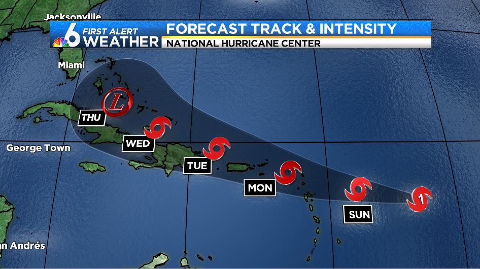 Tropical Storm Danny Continues Moving West