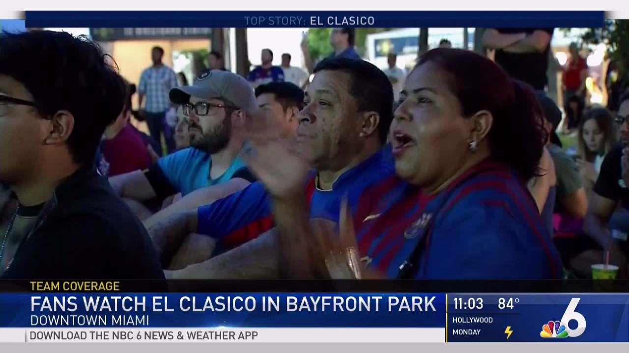 El Clasico Fans Watch Game at Bayfront Park