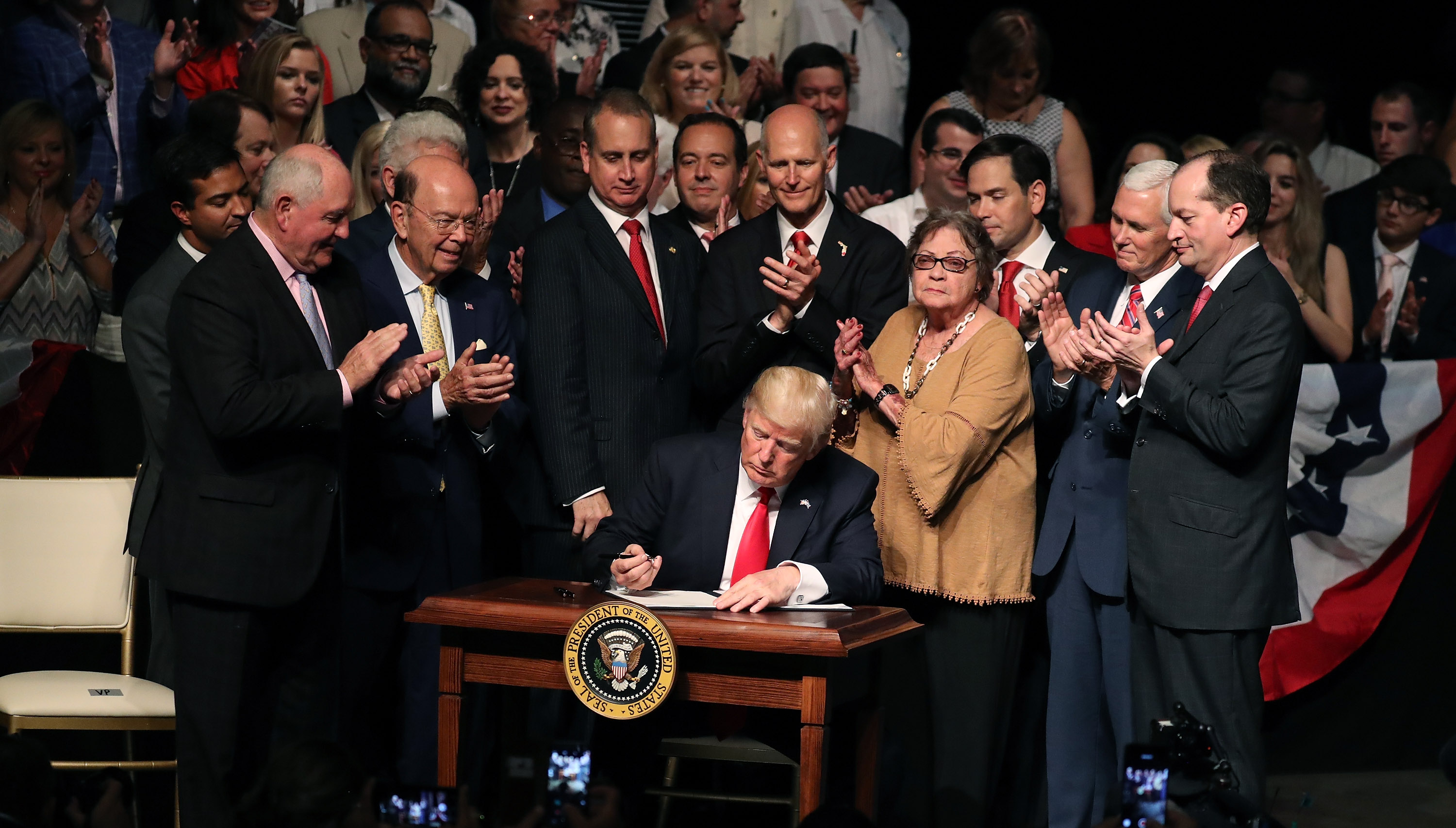 Here's Who Was There When President Trump Signed Cuba Policy