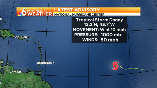Tropical Storm Danny Moves Slowly Across Atlantic