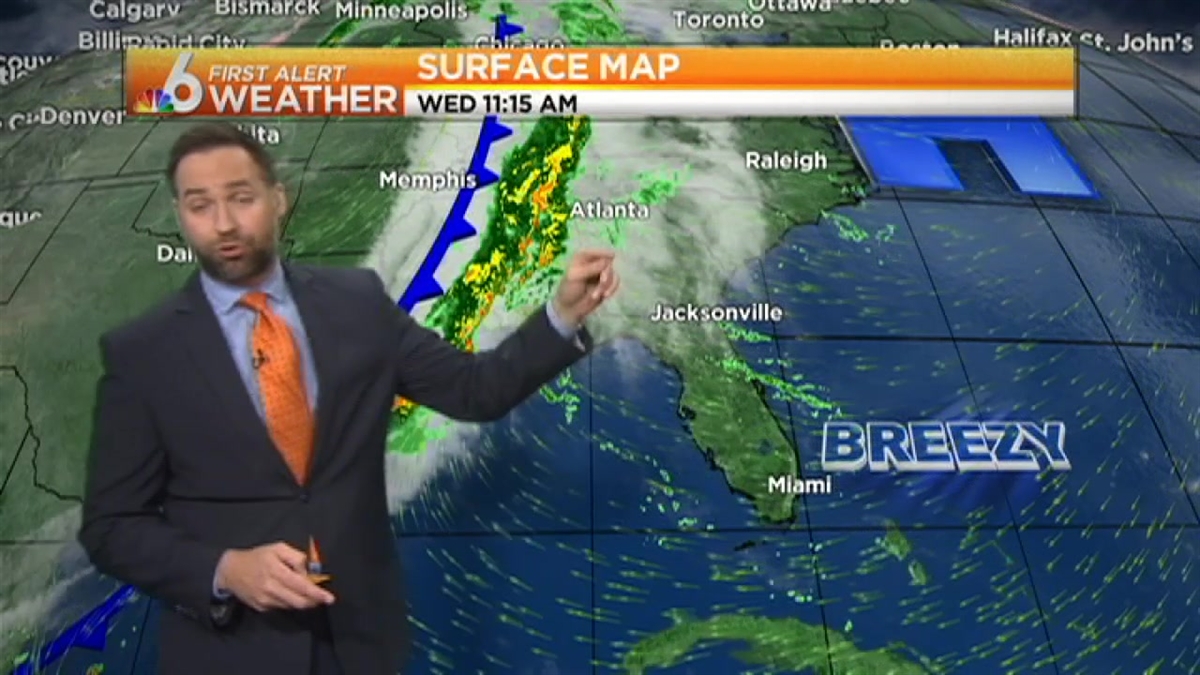Weather: Breezy, Showers Midday Weds.