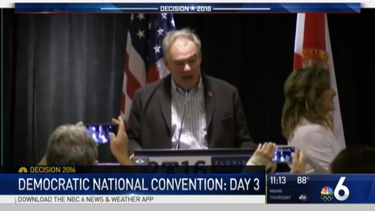 VP Nominee Tim Kaine Speaks With Florida Delegates at DNC