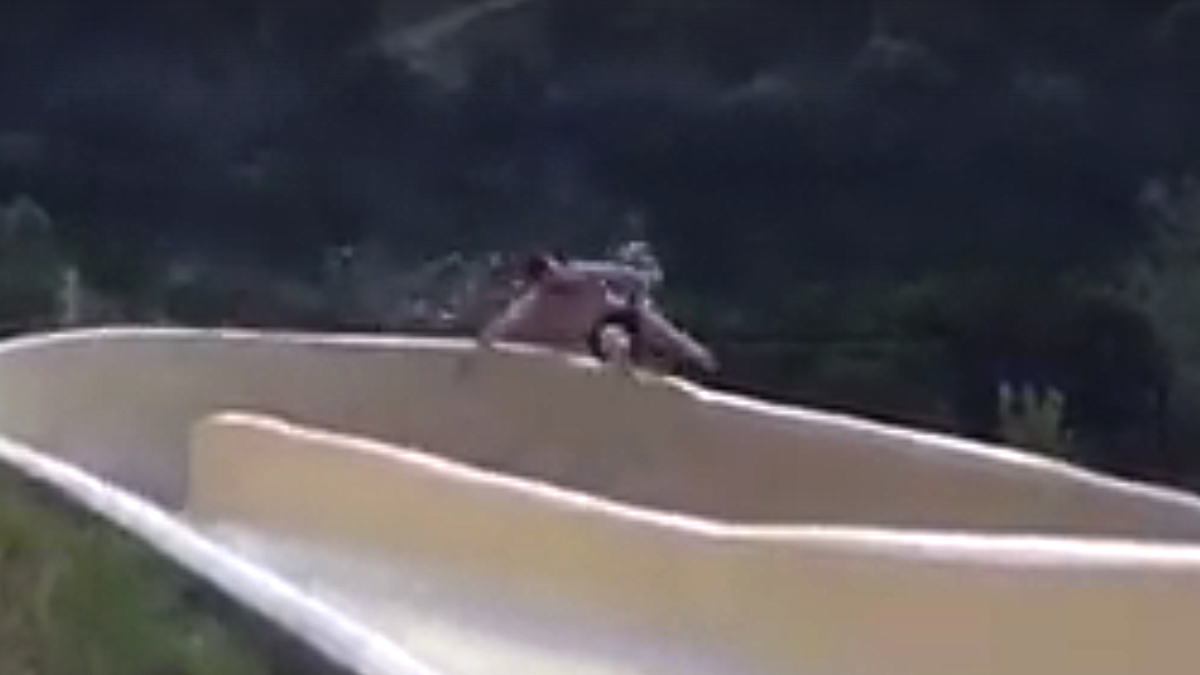 Video Captures Man Slipping Off Water Slide