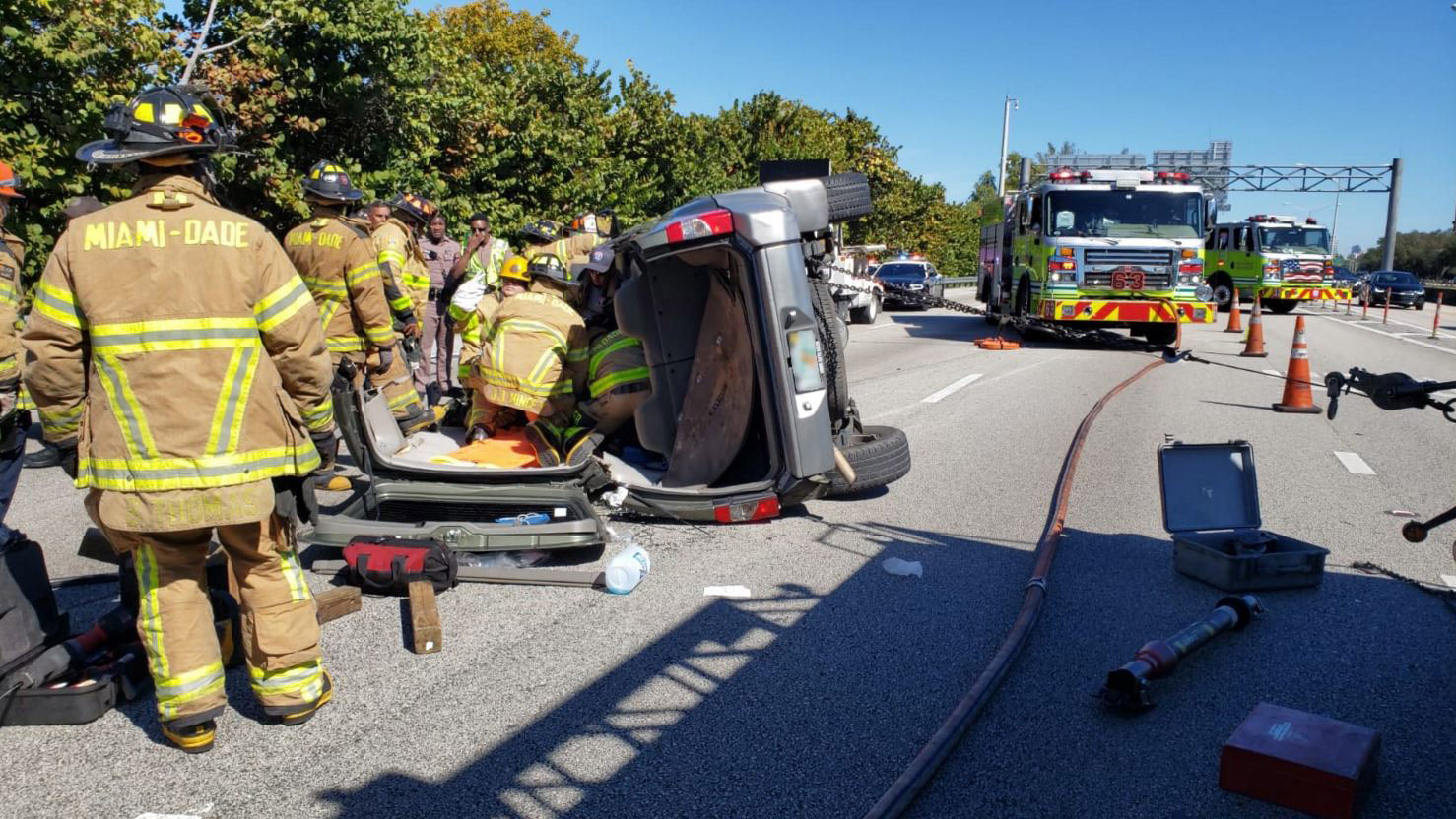 One Person Hospitalized After I 95 Rollover Crash NBC 6 South Florida   01262020 I 95 Rollover 