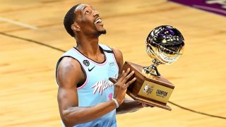 CHICAGO, ILLINOIS – FEBRUARY 15: Bam Adebayo #13 of the Miami Heat celebrates with the trip after winning the 2020 NBA All-Star – Taco Bell Skills Challenge during State Farm All-Star Saturday Night at the United Center on February 15, 2020 in Chicago, Illinois. NOTE TO USER: User expressly acknowledges and agrees that, by downloading and or using this photograph, User is consenting to the terms and conditions of the Getty Images License Agreement. (Photo by Stacy Revere/Getty Images)