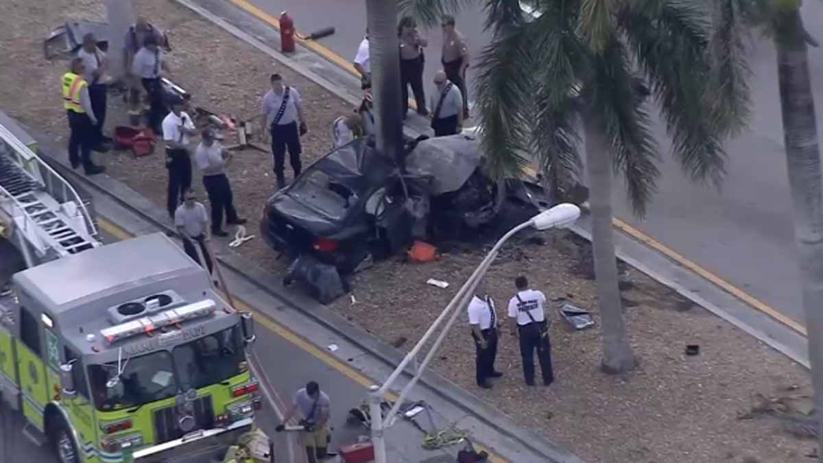 1 Hurt as Car Slams Into Tree in Fiery Crash in Kendall NBC 6 South