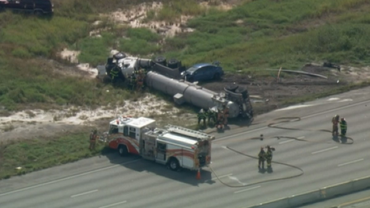Tanker in Rollover Crash on I-75 in Broward, Driver Injured – NBC 6 ...