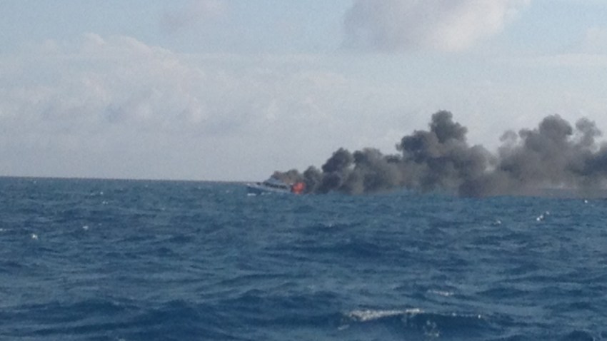 121313 coast guard boat on fire florida keys