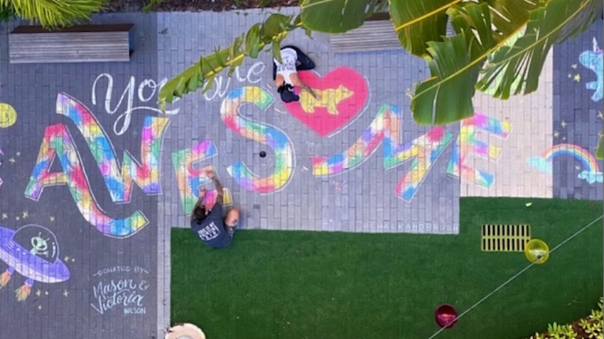 Chalk Art Sends Messages of Thanks to First Responders