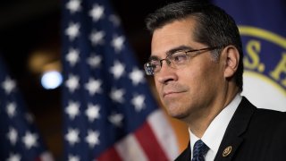 In this May 11, 2016, file photo, Rep. Xavier Becerra (D-CA) listens during a news conference to discuss the rhetoric of presidential candidate Donald Trump, at the U.S. Capitol in Washington, D.C.