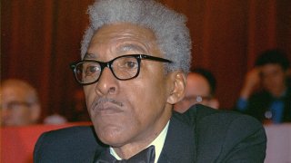 This Dec. 14, 1970, file photo shows civil rights leader Bayard Rustin at the New York Hilton. California’s governor announced Wednesday, Feb. 5, 2020, that he is posthumously pardoning Rustin, a gay civil rights leader, while creating a new pardon process for others convicted under outdated laws punishing homosexual activity. Rustin was a confidant of Dr. Martin Luther King Jr., a key organizer of the March on Washington in 1963, and helped plan other nonviolent protests and boycotts to end racial discrimination.